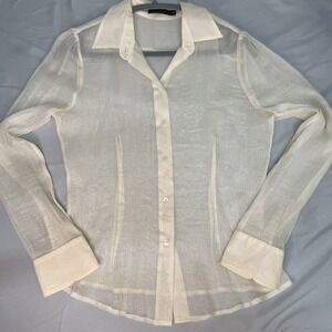 The Limited Silk Long Sleeve Cream Shimmer Button down Blouse Medium